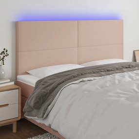 3122257 vidaXL Tăblie de pat cu LED, cappuccino, 200x5x118/128 cm, piele eco