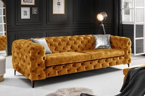 Canapea design Chesterfield, Catifea, Galben Mustar, MODERN BAROCK