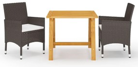 vidaXL Set mobilier de grădină, 3 piese, maro