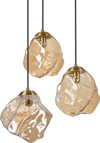 Lustră suspendată pe cablu CRISTAL 3xE14/15W/230V alamă/bej fumuriu