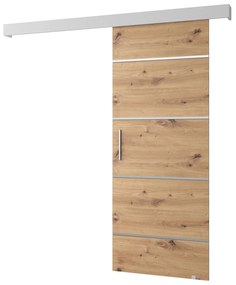 Uși culisante 90 cm Sharlene IV (stejar artisan + alb mat + argintiu). 1043735