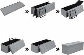 Bancheta cu spatiu depozitare, textil / MDF, gri, Songmics, LSF77G