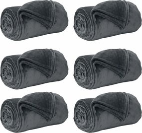 vidaXL Pături de aruncat 6 pcs Gri închis 240 x 270 cm Molton