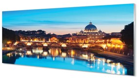 Tablouri pe sticlă poduri fluviale Roma Sunset