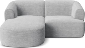 Colțar gri deschis cu tapițerie din catifea reiată (cu colț pe partea stângă/cu șezlong) Campi – Cosmopolitan Design