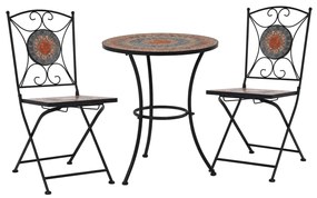 vidaXL Set bistro mozaic, 3 piese, portocaliu/gri, placă ceramică