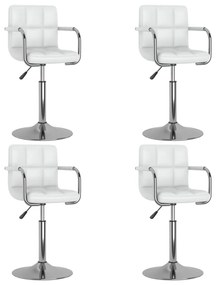 vidaXL Scaune de masă pivotante, 4 buc., alb, piele ecologică