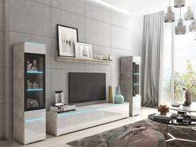 Mobilier living Selwyn II (beton + Alb lucios ) (iluminat LED Alb). 1054050
