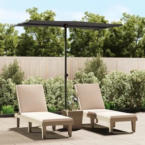 vidaXL Umbrelă de soare exterior, stâlp aluminiu, antracit, 180x110 cm