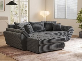Colțar extensibil dumonde cu ladă de depozitare si sezut confortabil din spuma high-density, Loana Ambience Grey 270x185 cm