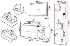Mobilier baie Kiago II (Alb mat + Marmură bianco + auriu) . 1103959