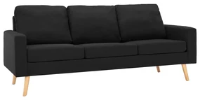 288722 vidaXL Canapea cu 3 locuri, negru, material textil