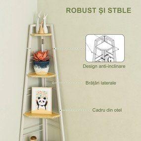 HOMCOM Bibliotecă pentru Colț cu 5 Rafturi Pliabilă cu Piciorușe Regla bile Lemn | Aosom Romania