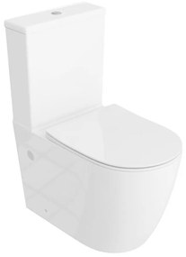 Set vas WC compact pe pardoseala Rune Freydis 2.0 Rimless alb cu rezervor si capac softclose