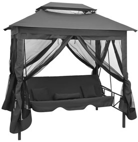 vidaXL Balansoar extensibil cu copertină antracit 220x160x240 cm oțel