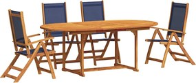 vidaXL Set mobilier de grădină, 5 piese, lemn masiv acacia/textilenă