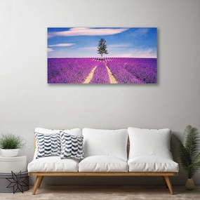 Tablou pe panza canvas Meadow peisaj copac maro roz