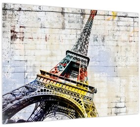 Tablou pe sticlă - Arta digitală a Turnului Eiffel (70x50 cm)