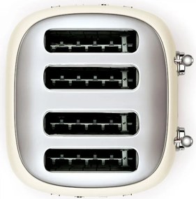 Prăjitor de pâine SMEG 50's Style TSF03CREU, 2000 W, 4 felii, 6 niveluri, Tava pentru firimituri, Cablu integrat, Oțel inoxidabil, Culoare crem