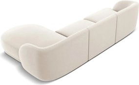 Coltar dreapta 4 locuri, Miley, Micadoni Home, BL, 259x155x74 cm, catifea, bej deschis