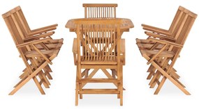 Set mobilier de exterior pliabil, 9 piese, lemn masiv de tec