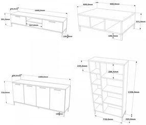 Set Mobilier pentru Sufragerie, RL6-AA, Antracit / Atlantic Pine