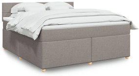 vidaXL Pat continental cu saltea, gri taupe, 180x200 cm, textil