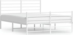 vidaXL Cadru de pat metalic cu tăblie, alb, 150x200 cm