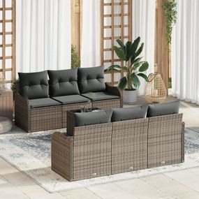 vidaXL Set de canapele cu 7 piese cu perne gri din ratan poli