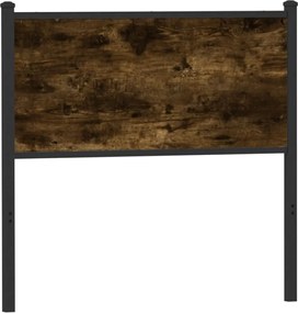 vidaXL Tăblie de pat de schimb, stejar fumuriu, 75 cm, lemn prelucrat și oțel