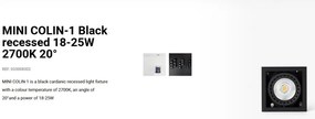 Spot LED incastrabil MINI COLIN-1 Black recessed 18-25W 2700K 20°