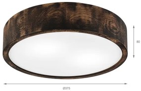 Plafonieră OAK SMOKY 2xE27/15W/230V ø 37,5 cm stejar/maro închis