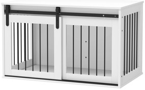 PawHut Cușcă pentru câini cu ușă glisantă, ventilare, placaj și oțel, 98 x 58 x 61 cm, Nuc | Aosom Romania