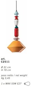 Pendul ceramic design italian realizat manual LARIAT H-70cm