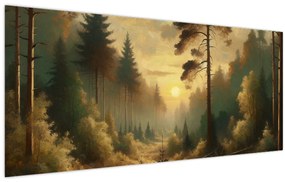 Tablou - Soare strălucind prin pădure (120x50 cm)