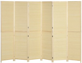 HOMCOM Paravan din lemn de bambus 6 panouri 270 x 180 cm separator de camera cloison de separare pliabil - natural | Aosom Romania
