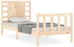 3192776 vidaXL Cadru de pat cu tăblie single mic, lemn masiv