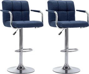vidaXL Scaune de bar, 2 buc., albastru, material textil