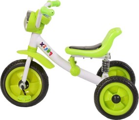 Tricicleta cu pedale NOVOKIDS™ Felix Trike ,Cu melodii si lumini, Max 20 kg, Suspensie spate, Roti din cauciuc EVA, Cadru metalic, Verde