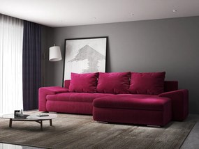 Colțar extensibil dumonde cu ladă de depozitare si sezut confortabil din spuma high-density, Leonardo Zoom Rosu 260x185 cm II