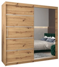 Dulap de haine 200 cm cu oglindă Verika 2 200 (stejar artisan). 1064223