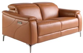 Canapea 2 locuri eleganta, design LUX cu functia relax Cowhide brown leather