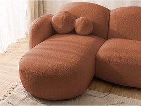 Colțar teracotă cu tapițerie din țesătură bouclé (în formă de "U") Orbit – Ropez