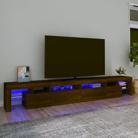 3152825 vidaXL Comodă TV cu lumini LED, stejar maro, 260x36,5x40 cm