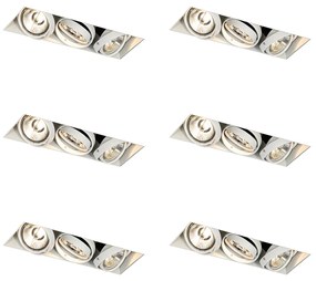 Set de 6 spoturi încastrate albe GU10 AR70 fără ramă cu 3 lumini - Oneon