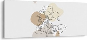 Tablou - Flori bej cu fluture N⁰1 (120x50 cm)