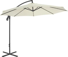 vidaXL Umbrelă în consolă cu stâlp din oțel, nisipiu, 300 cm