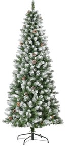 HOMCOM Brad de Crăciun Înzăpezit cu 630 Ramuri și 37 Conuri, Brad Artificial cu Bază Detașabilă, Ø75x180 cm, Verde | Aosom Romania
