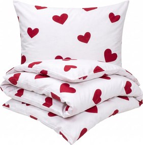 Lenjerie de pat din bumbac 4Home Red Hearts, 140 x 200 cm, 70 x 90 cm