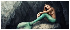 Tablou - Sirena pe stâncă (120x50 cm)